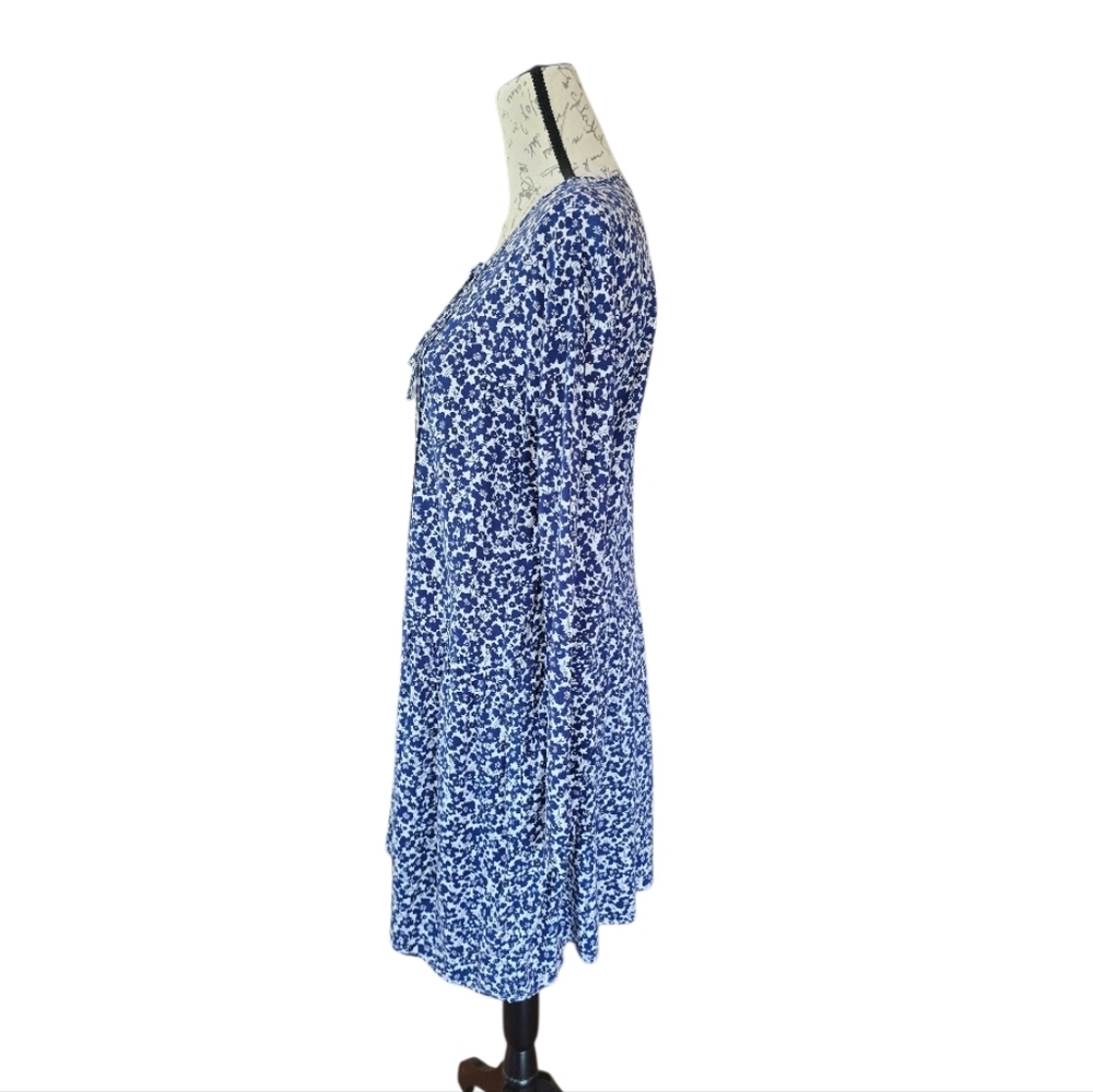 Old Navy Blue White Floral Long Sleeve Dress L - Picture 4 of 8